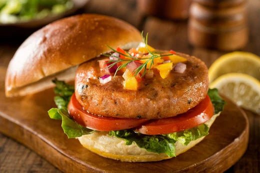 Crispy Salmon Burger With Avocado Relish