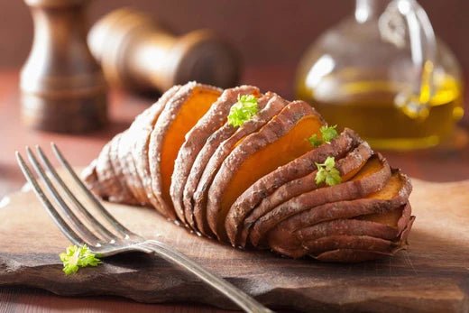 Hasselback Sweet Potatoes With Honey Glaze