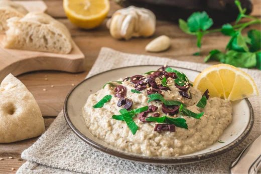 Smoky Babaganoush with Black Olives