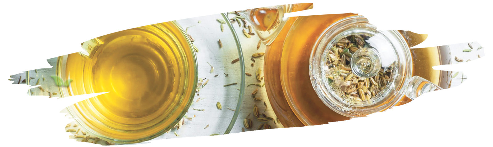 teapot with steeped fennel seeds demonstrating natural tea preparation