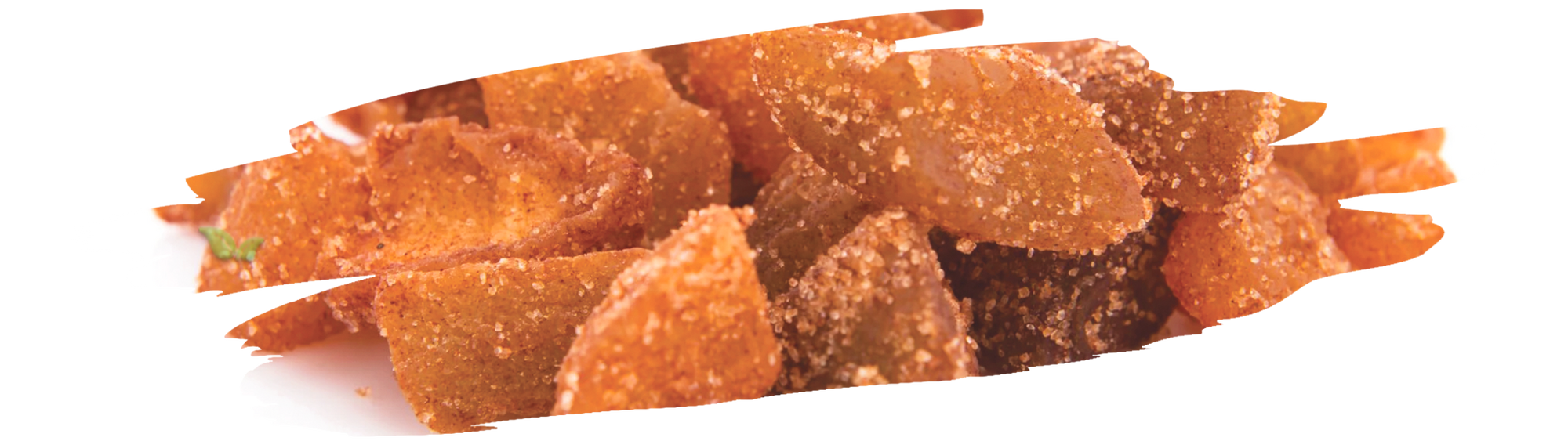close up of cinnamon flavored gummies highlighting their vibrant color and texture