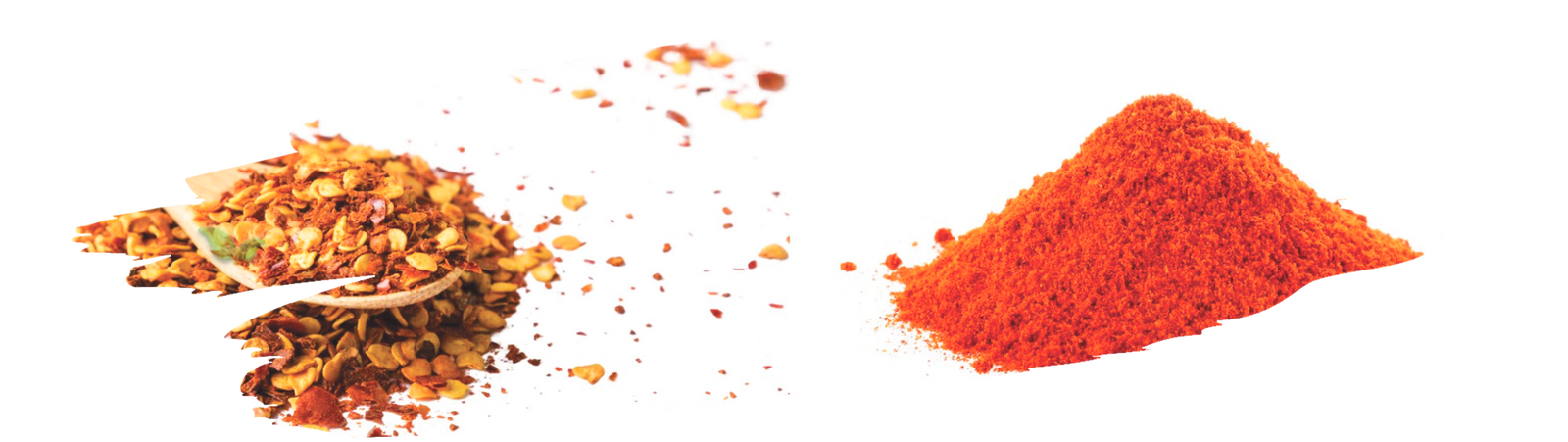 close up of chili powder and flakes highlighting texture and flavor differences