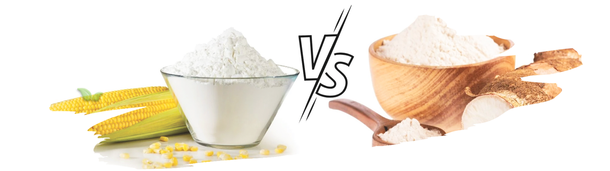 cooking ingredients with arrowroot and cornstarch demonstrating differences in thickening agents
