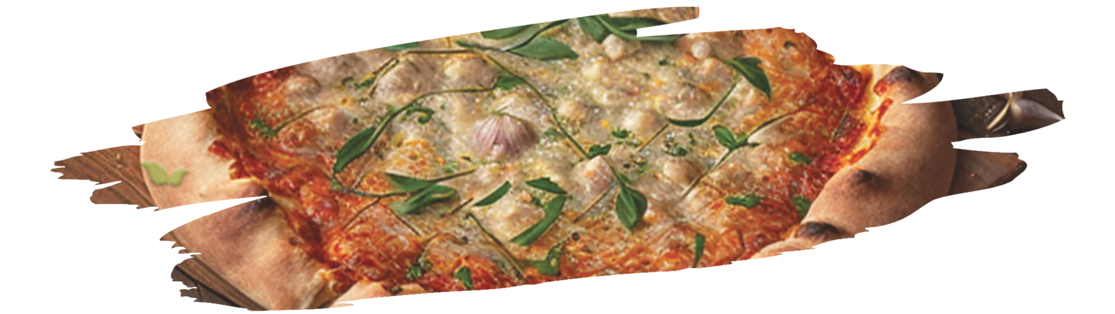 Garlic pizza seasoning sprinkled over a freshly baked cheesy pizza.