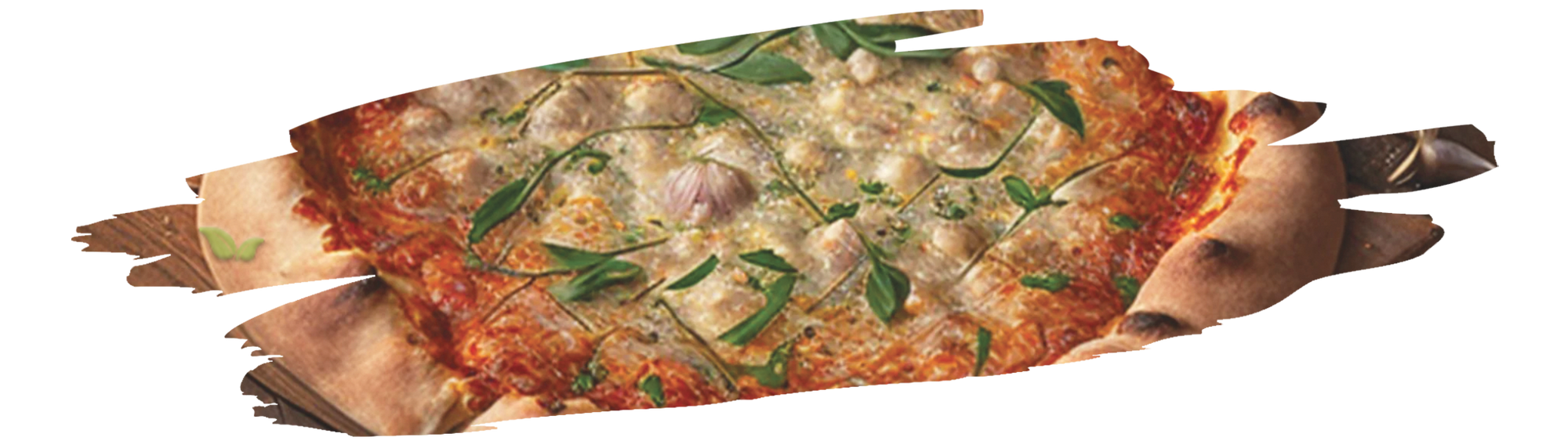 Garlic pizza seasoning sprinkled over a freshly baked cheesy pizza.