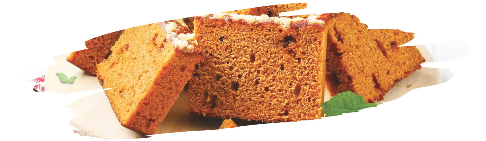 Slice of moist spice cake served on plate with warm spices in background