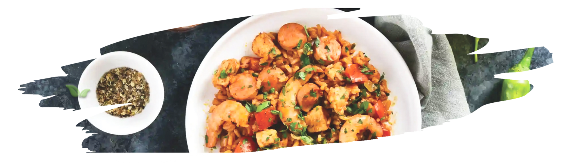 Shrimp and rice dish seasoned with homemade Creole spice mix on rustic plate