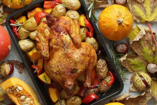 Whole Roasted Chicken With Veggies and Pan Gravy