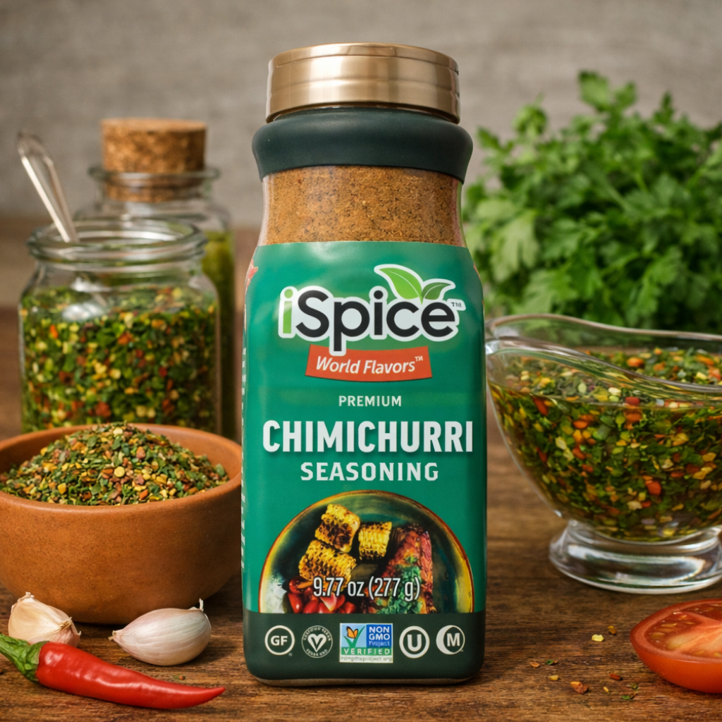 iSpice Chimichurri Seasoning 9.77 oz bottle premium mixed herbs spice blend for grilling and marinades