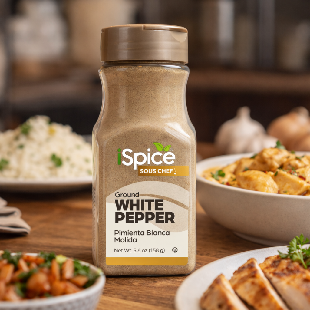 iSpice White Pepper Ground 5.6 oz mild heat spice jar