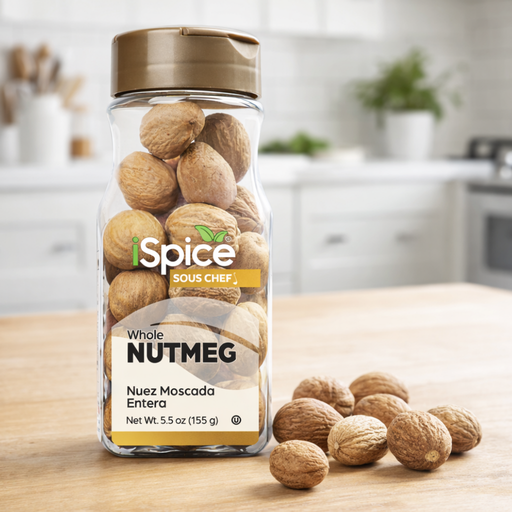 iSpice Whole Nutmeg 5.5 oz gourmet spice jar fresh harvest kosher