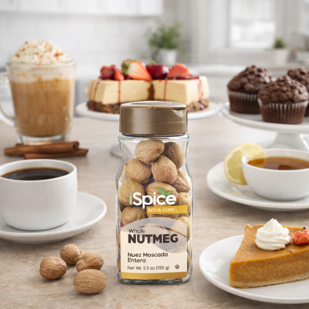 iSpice Nutmeg Whole 5.5 oz bottle premium whole nutmeg seeds