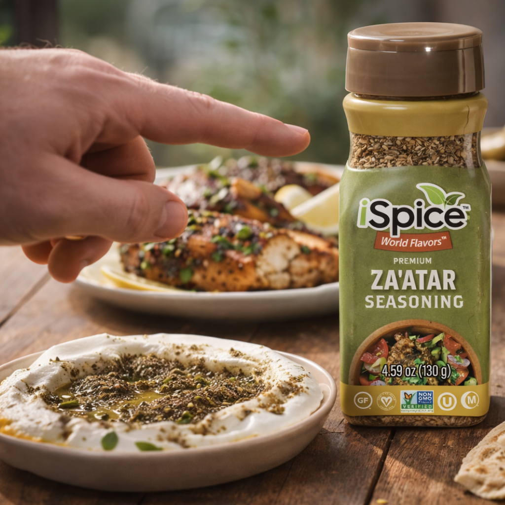 iSpice Zaatar Spice Blend 4.59 oz non GMO mixed seasoning jar