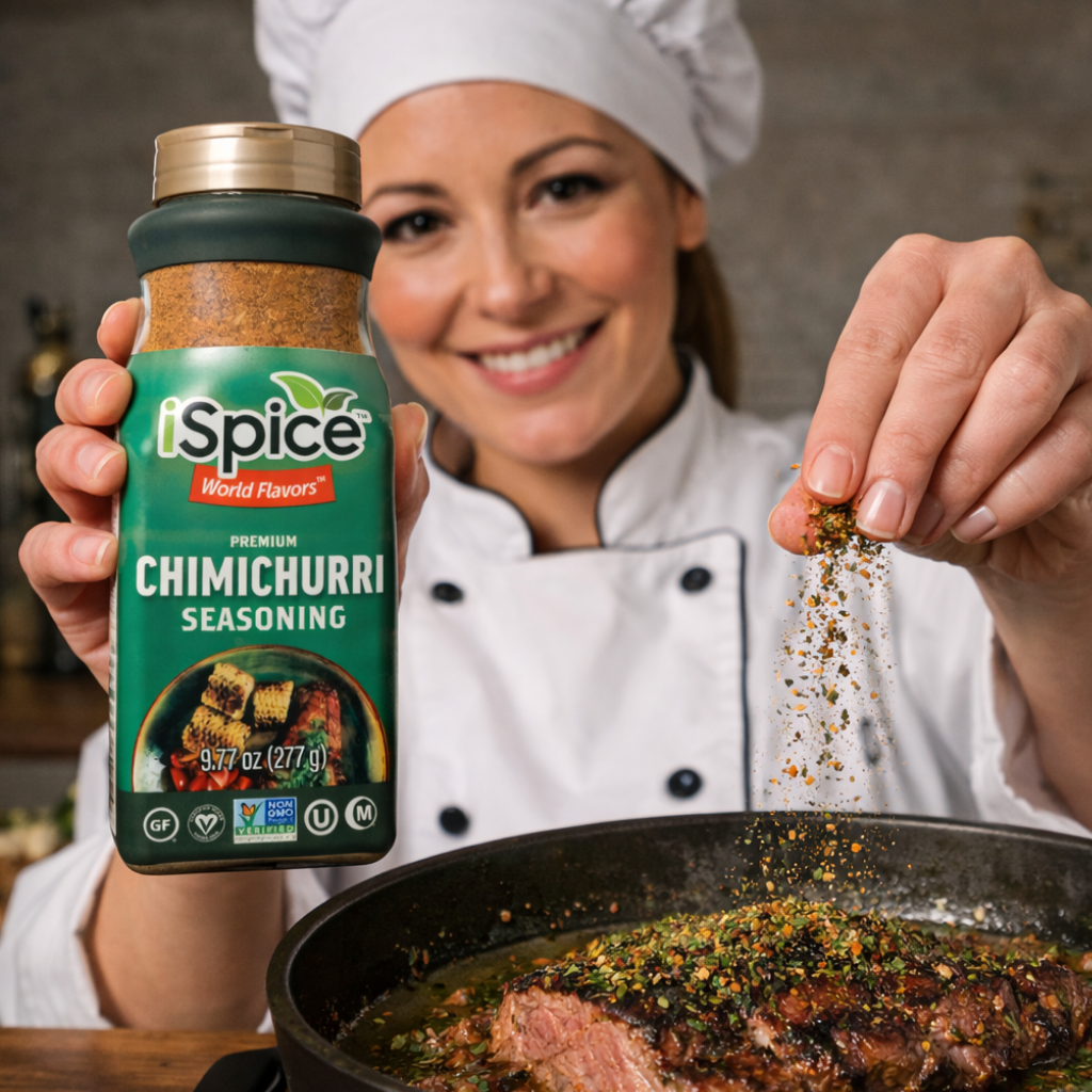 iSpice World Flavors Chimichurri seasoning jar 9.77 oz halal kosher gourmet spice blend