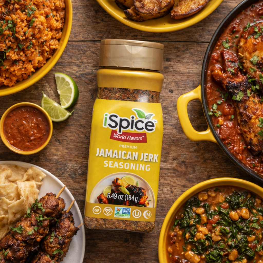 iSpice Jamaican Jerk Spice Blend 6.49 oz premium mixed seasoning jar
