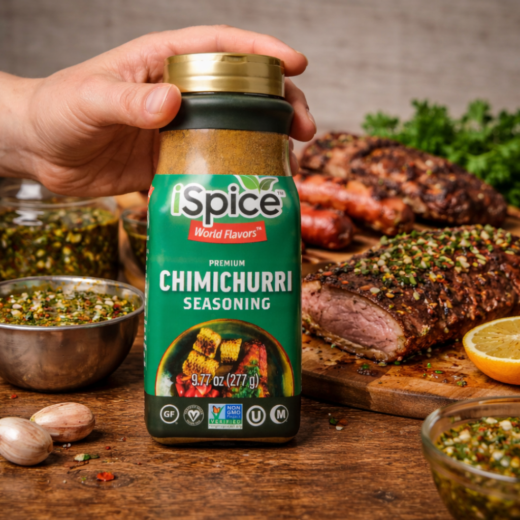 Bulk chimichurri seasoning 9.77 oz iSpice halal kosher herb blend for steak vegetables and BBQ