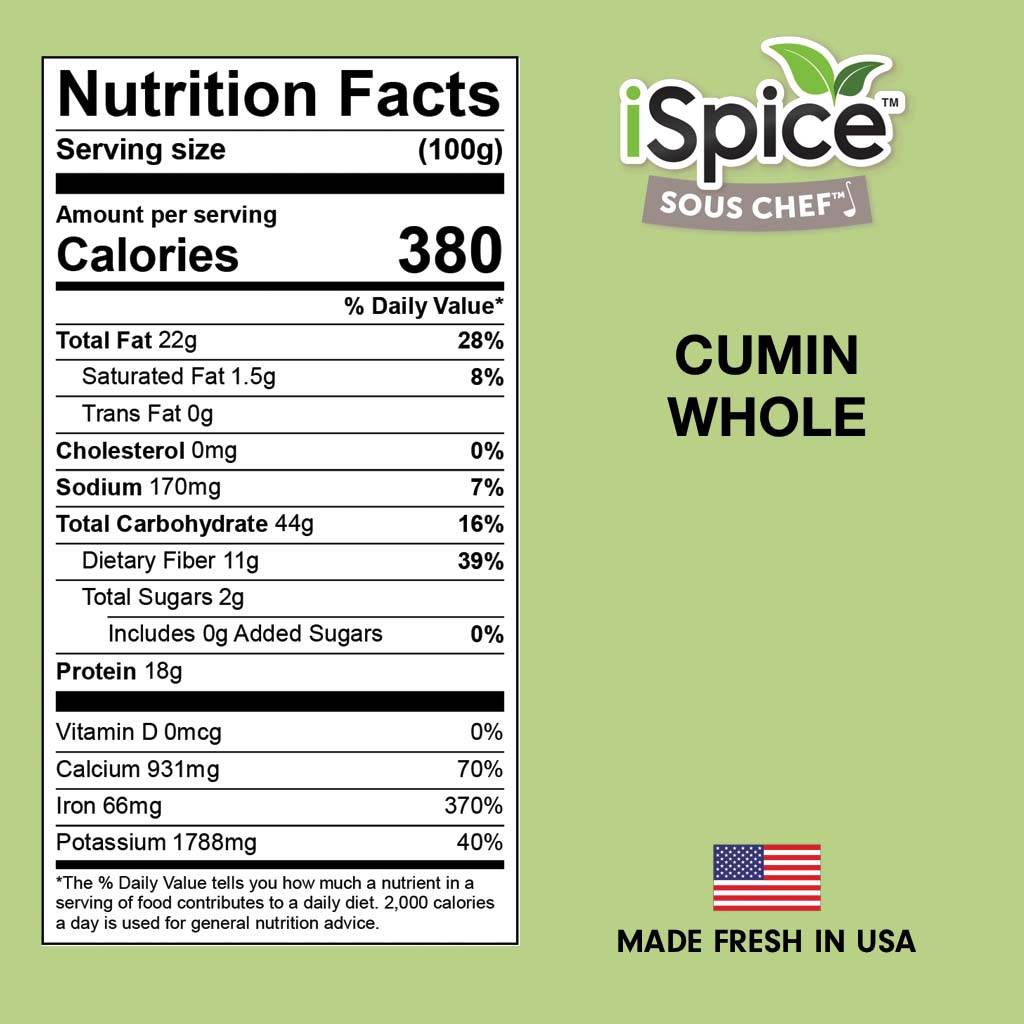 iSpice | Cumin Seed Whole | 5 oz | Gourmet Spice | Kosher | Kitchen Essential - iSpice You