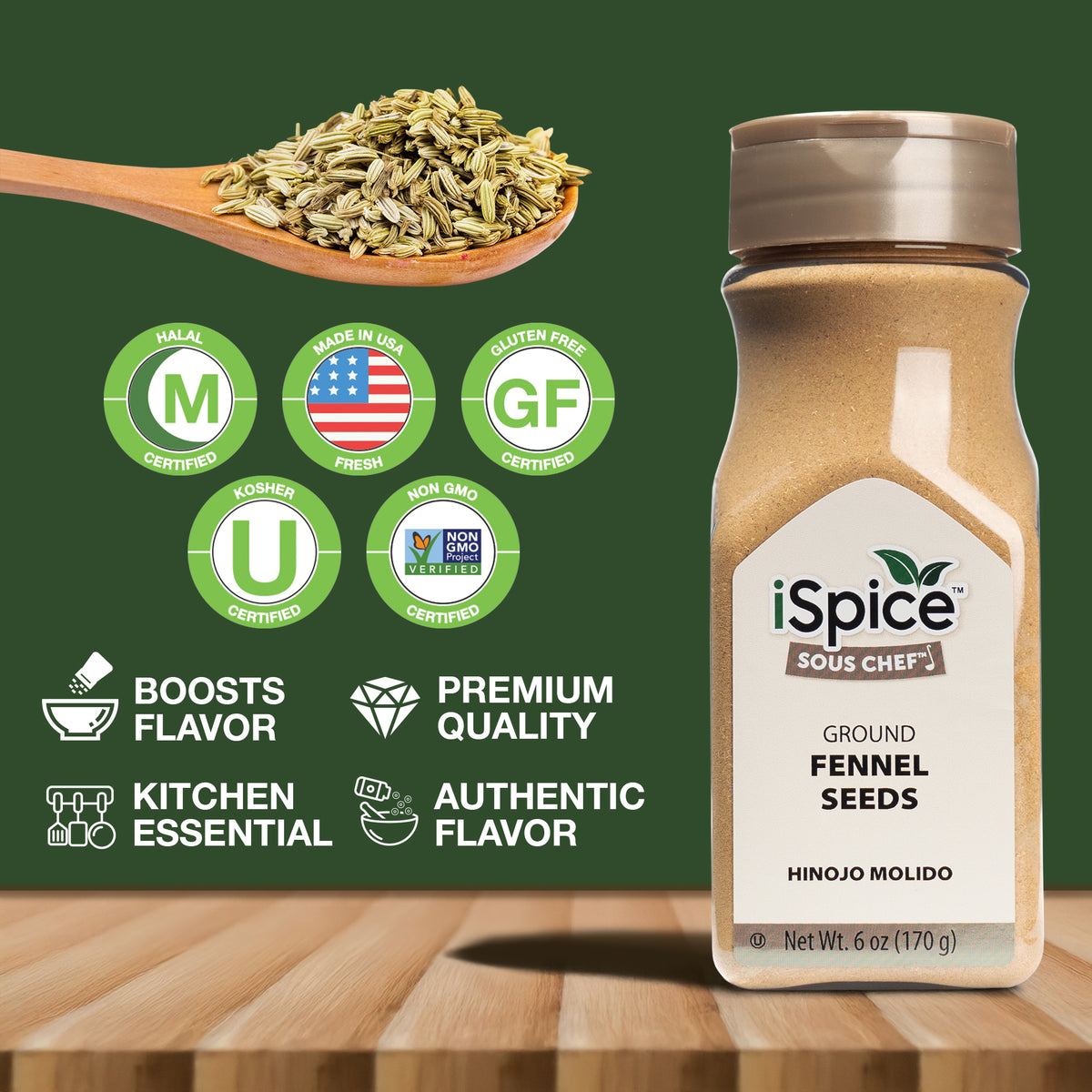 iSpice | Fennel Ground | 6 oz |  Gourmet Spice | Kosher | Sweet flavor