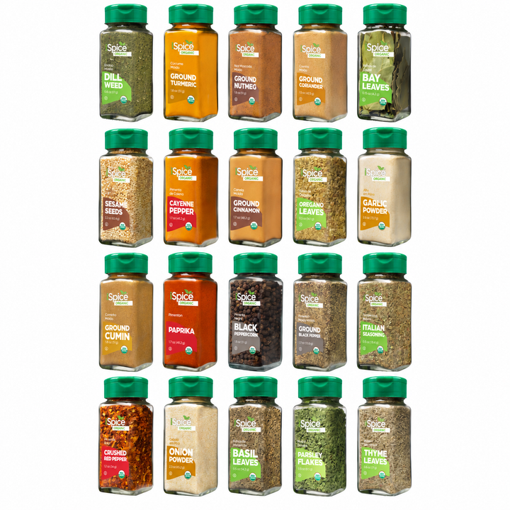 iSpice Verdeza Organic 20 Pack Spice and Herb Seasoning Set | Mixed Organic Spices, Herbs and Seasonings Gift Set