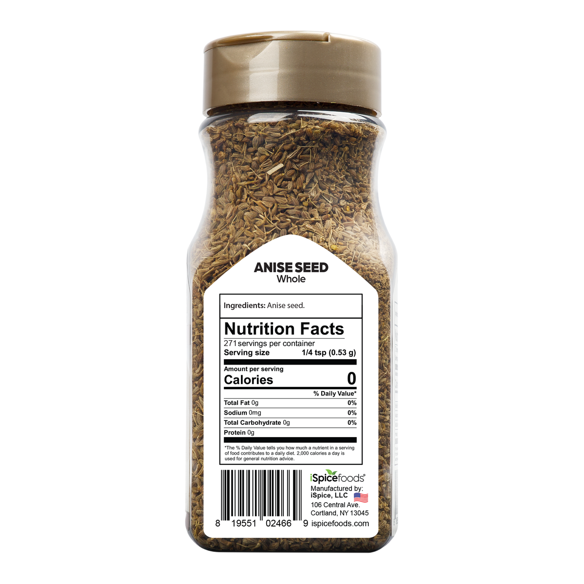 iSpice Anise Seed Whole 5.1 oz spice bottle, kosher gourmet seasoning perfect for baking and Mediterranean recipes