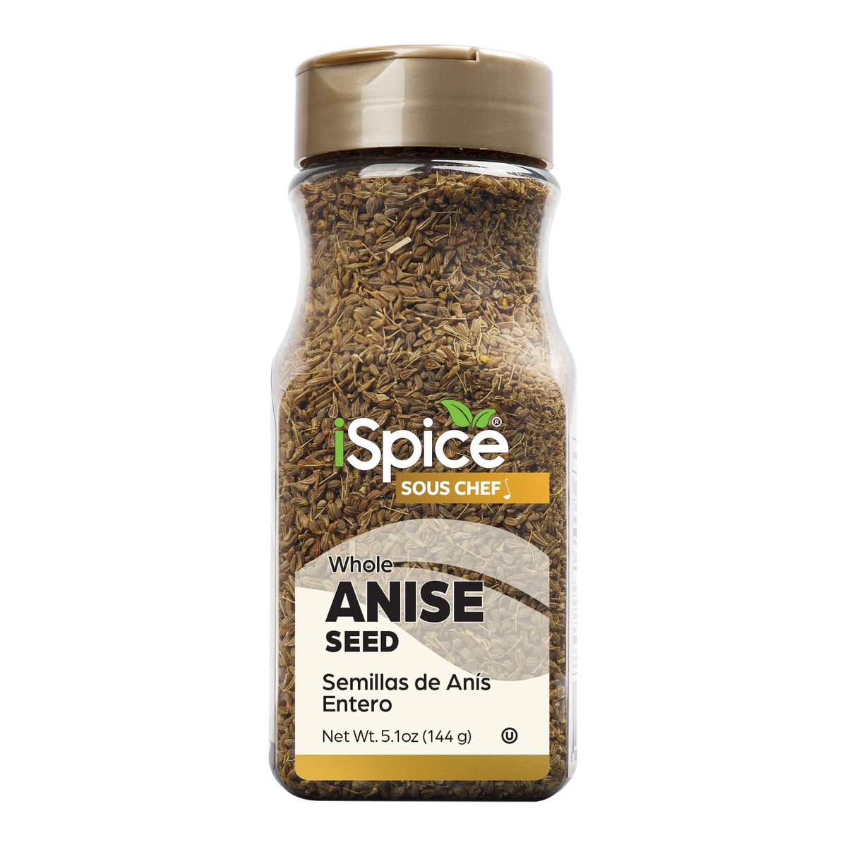 5.1 oz iSpice Whole Anise Seed container, aromatic licorice-flavored spice for breads, cookies, and savory dishes