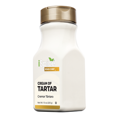iSpice Cream of Tartar 10 oz gourmet spice container, kosher baking essential for meringue and stabilizing egg whites