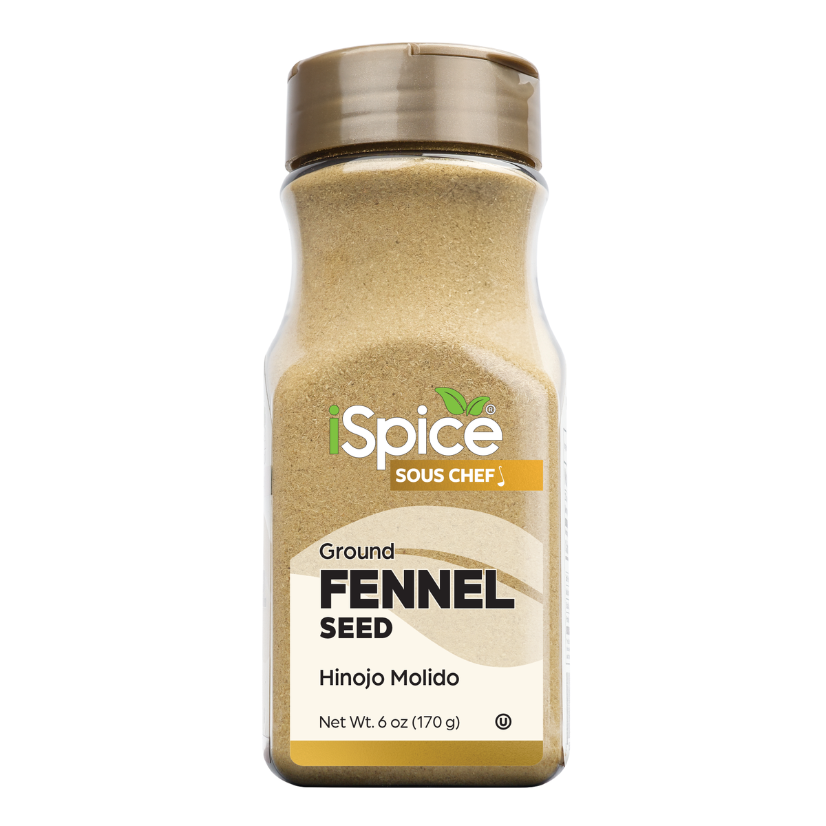 6 oz iSpice Fennel Ground container, fine fennel powder spice for baking, sausage, and Mediterranean dishes