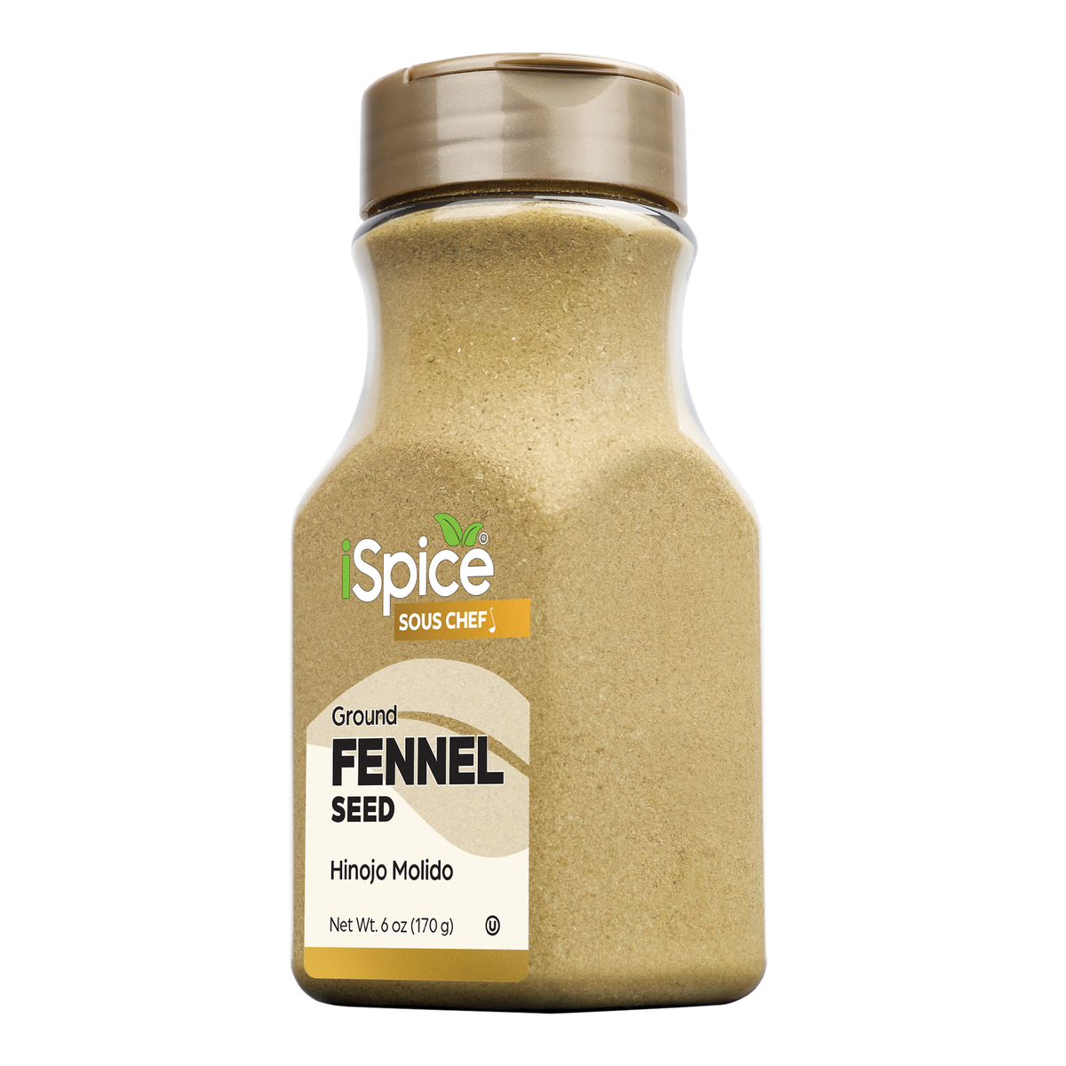 iSpice Ground Fennel 6 oz gourmet spice jar, kosher certified with naturally sweet, aromatic flavor