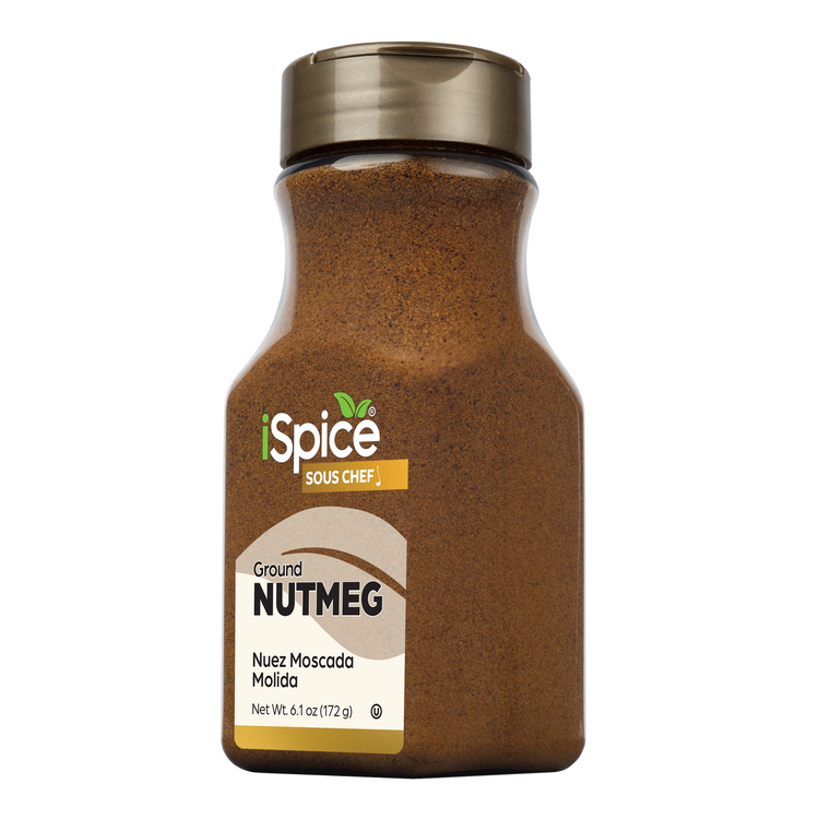 iSpice Ground Nutmeg 6.1 oz gourmet spice jar, kosher and halal certified with warm, sweet undertones