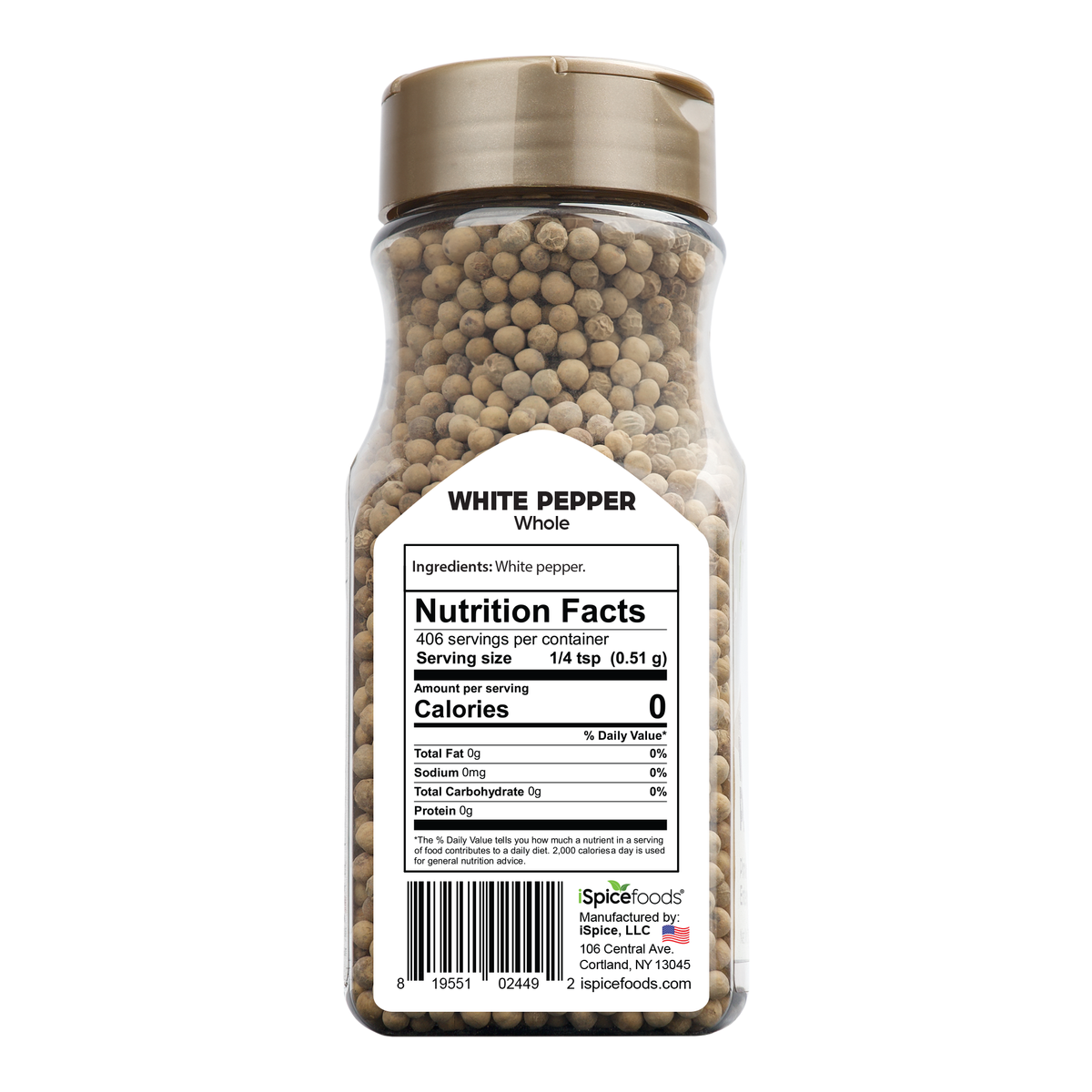 iSpice | White Pepper Whole | 7.3 oz | Gourmet Spice | Kosher | Delicate pungency - iSpice You