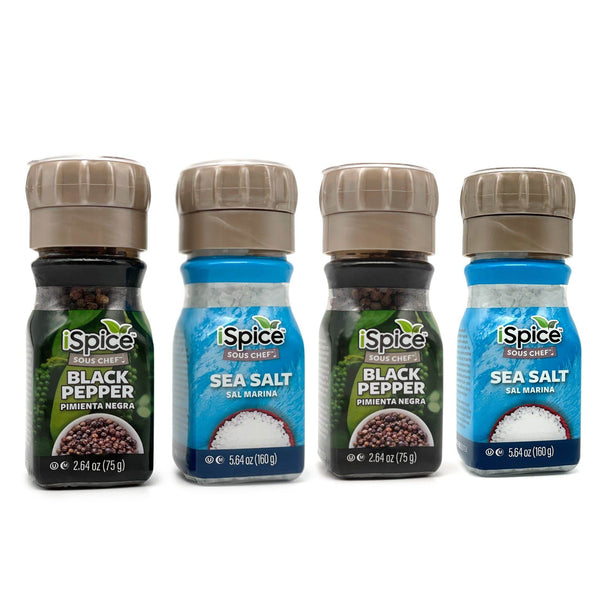iSpice | 4 Pack of Pepper and Salt Grinder | SavorPair | Mixed Spices & Seasonings Gift Set | Kosher - iSpice You