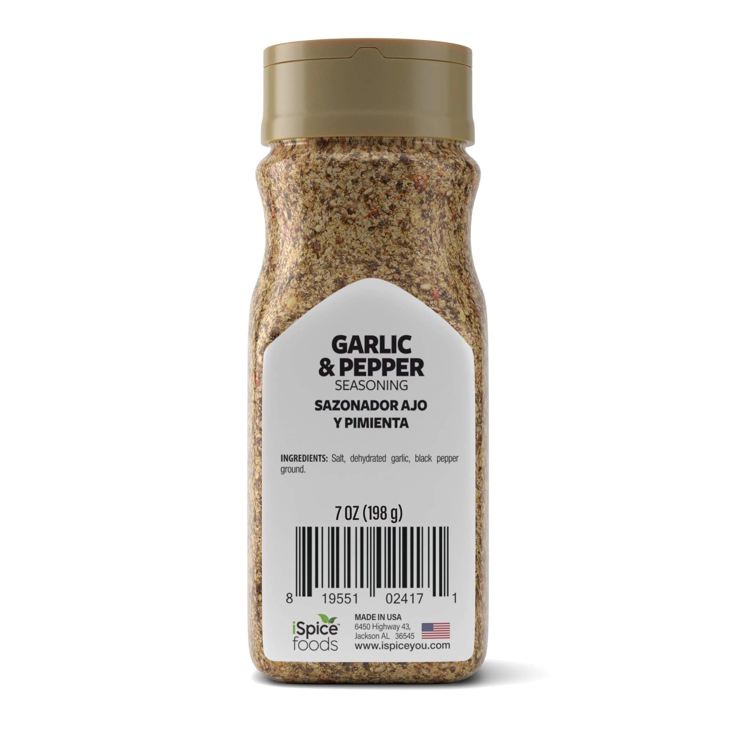 iSpice | Garlic Pepper Seasoning | 7 oz | Mixed Spices & Seasonings | Kosher | Premium Ingredients