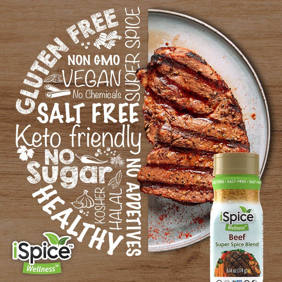 iSpice | Salt-Free Beef Seasoning | 6.14 oz | Mixed Spice &amp; Seasoning | Halal | Kosher | Sugar Free - iSpice You