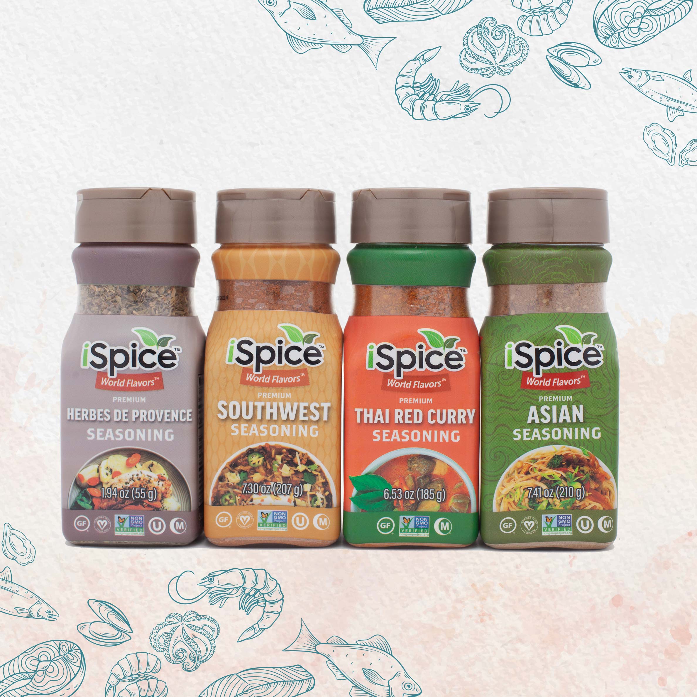 iSpice, 7 Pack of Spice and Herbs, Savory, Mixed Spices Seasonings Gift  Set